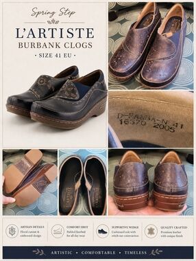 Spring Steps L'Artiste Burbank Clogs Indigo - 41 EU (Sz 10-10.5 US)